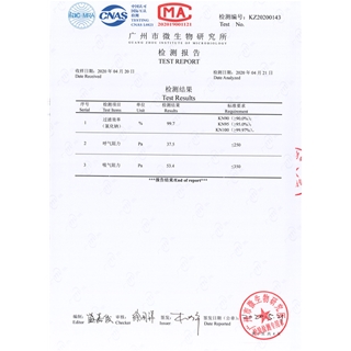 一次性防護(hù)口罩檢驗(yàn)報(bào)告